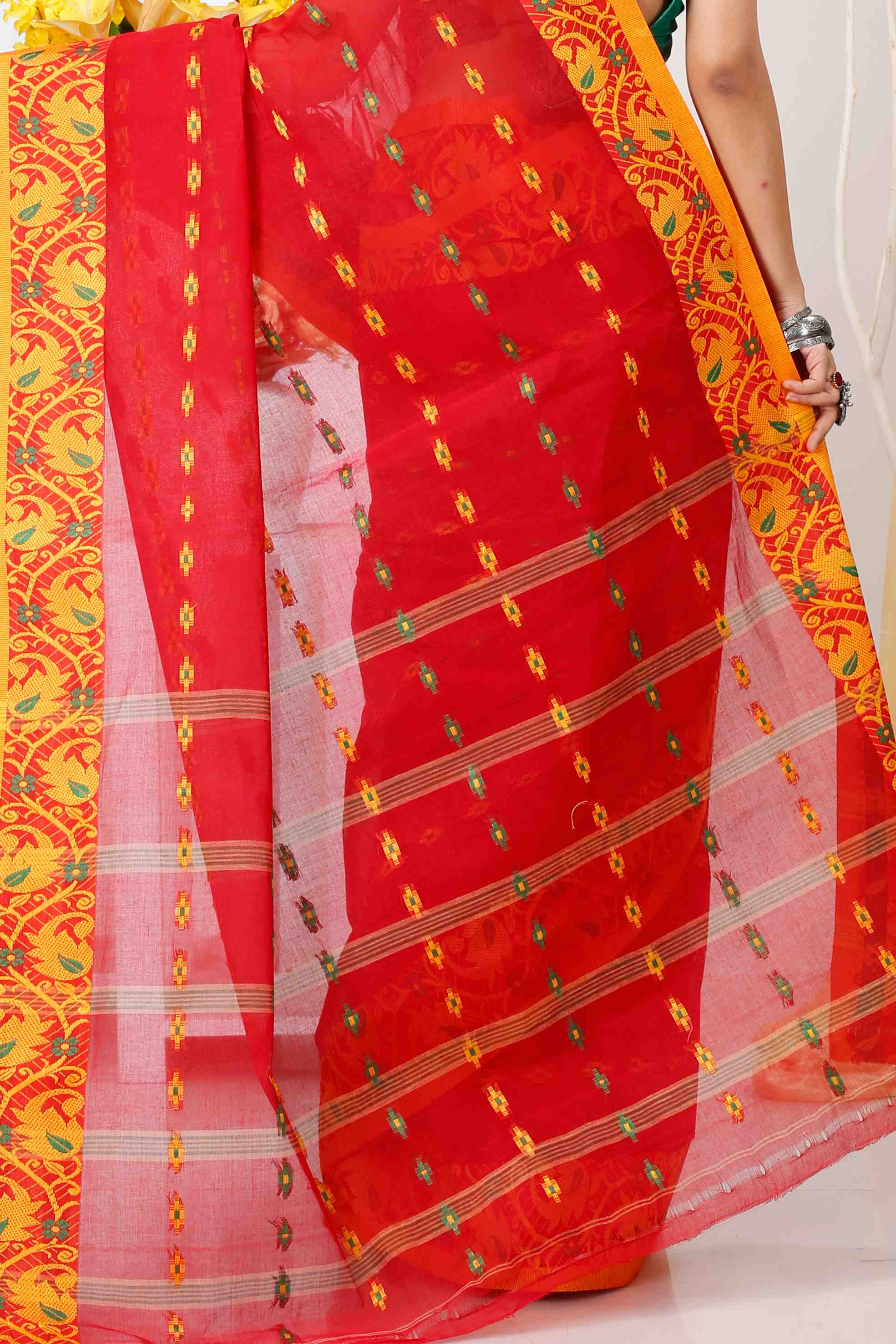 Red Pure Cotton Lucy Tant Saree (1419)