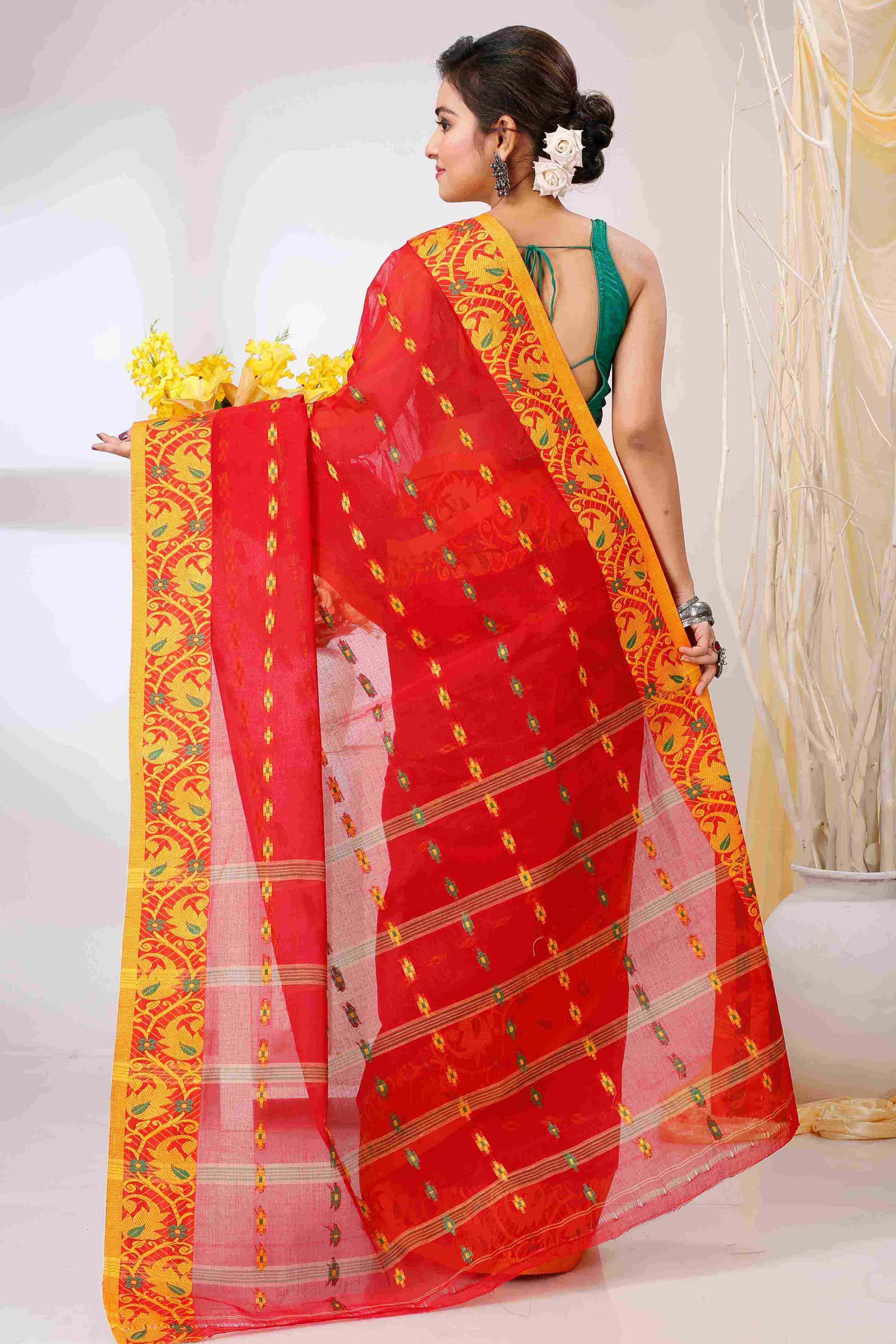 Red Pure Cotton Lucy Tant Saree (1419)