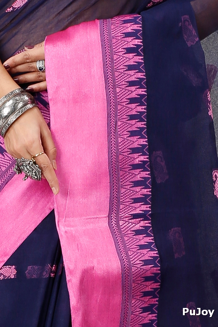 Naby Blue Pure Cotton Lagan Tant Saree (1420)