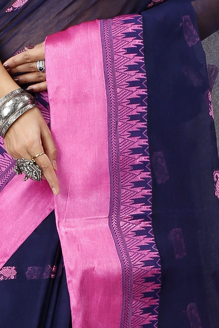 Naby Blue Pure Cotton Lagan Tant Saree (1420)