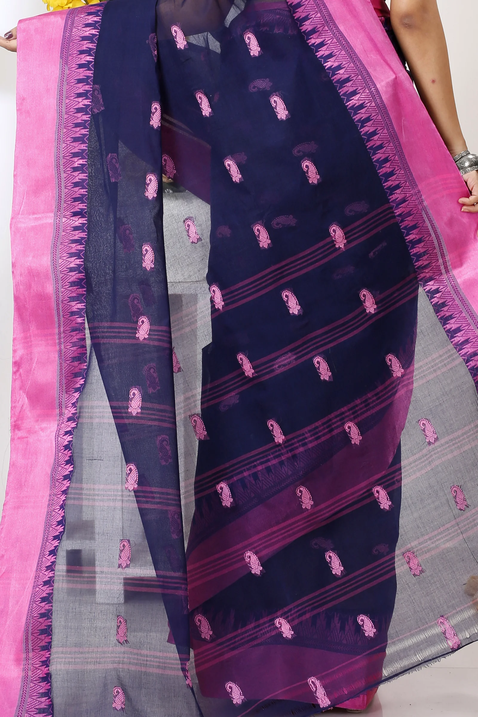 Naby Blue Pure Cotton Lagan Tant Saree (1420)