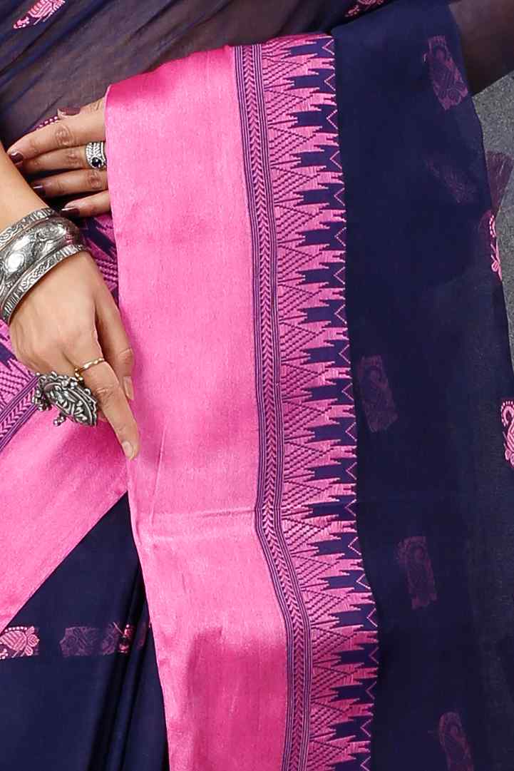 Naby Blue Pure Cotton Lagan Tant Saree (1420)