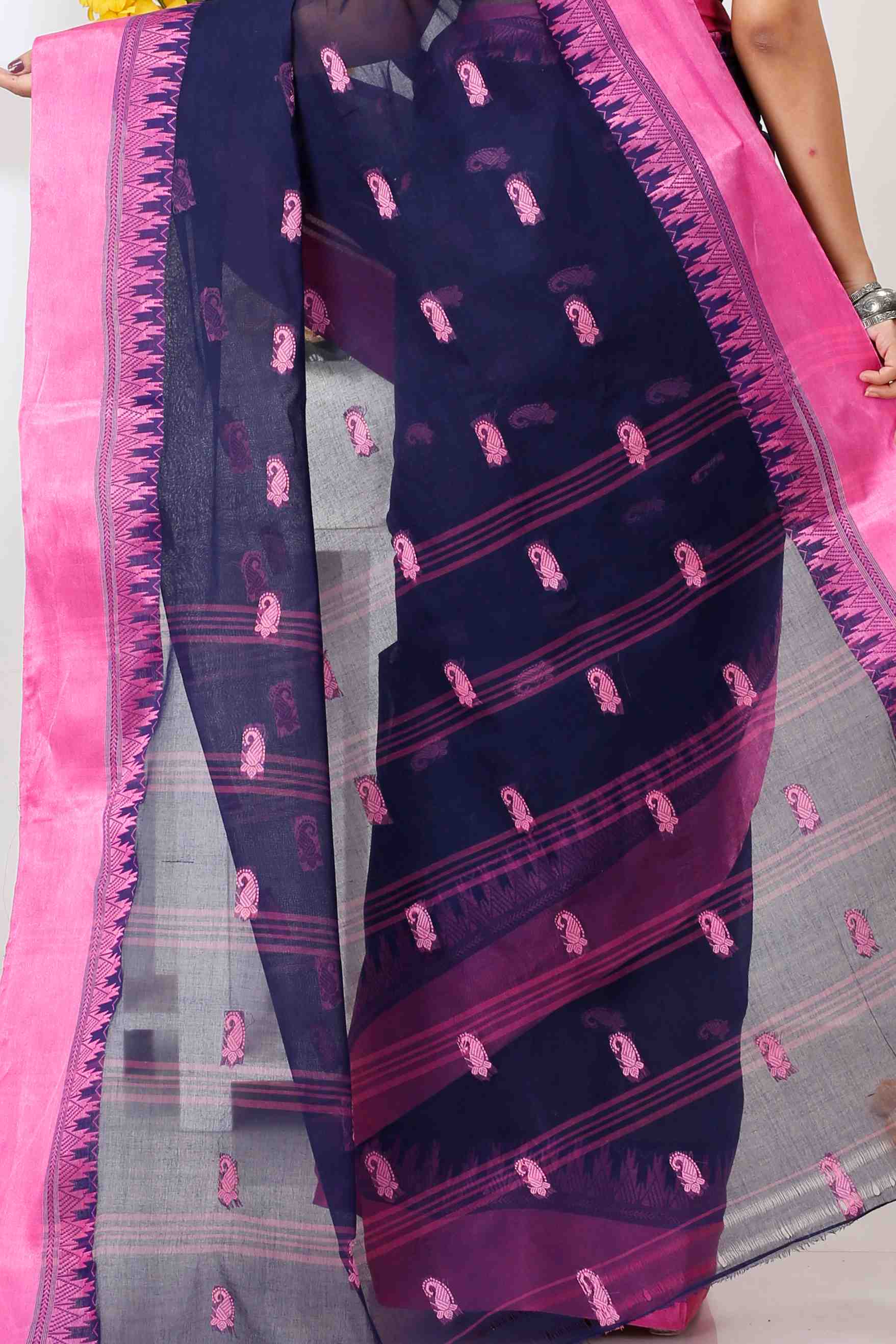 Naby Blue Pure Cotton Lagan Tant Saree (1420)