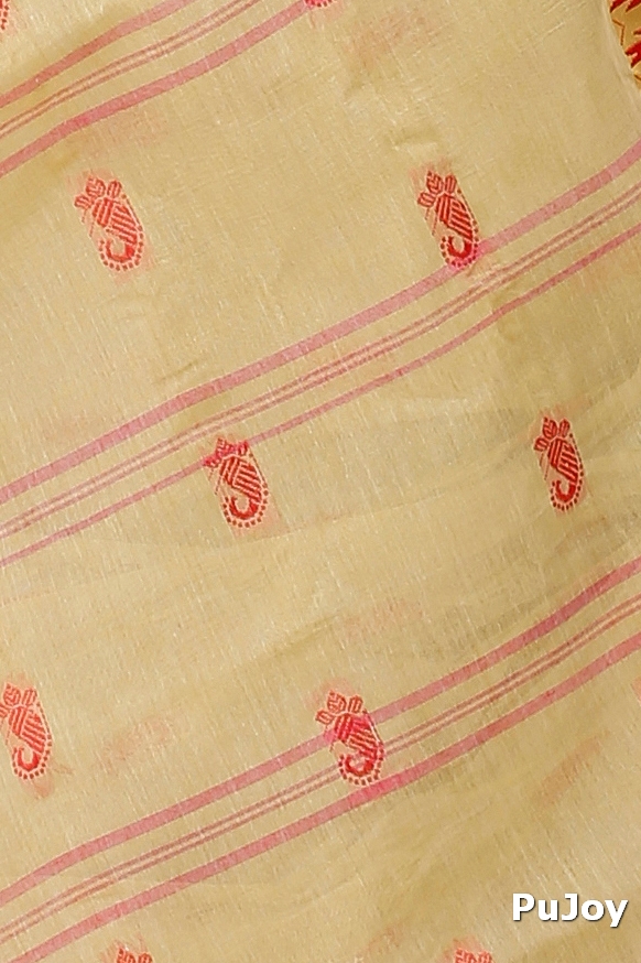 Light Brown Pure Cotton Lagan Tant Saree (1423)