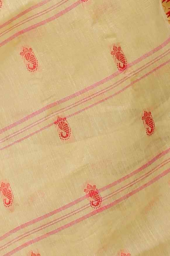Light Brown Pure Cotton Lagan Tant Saree (1423)