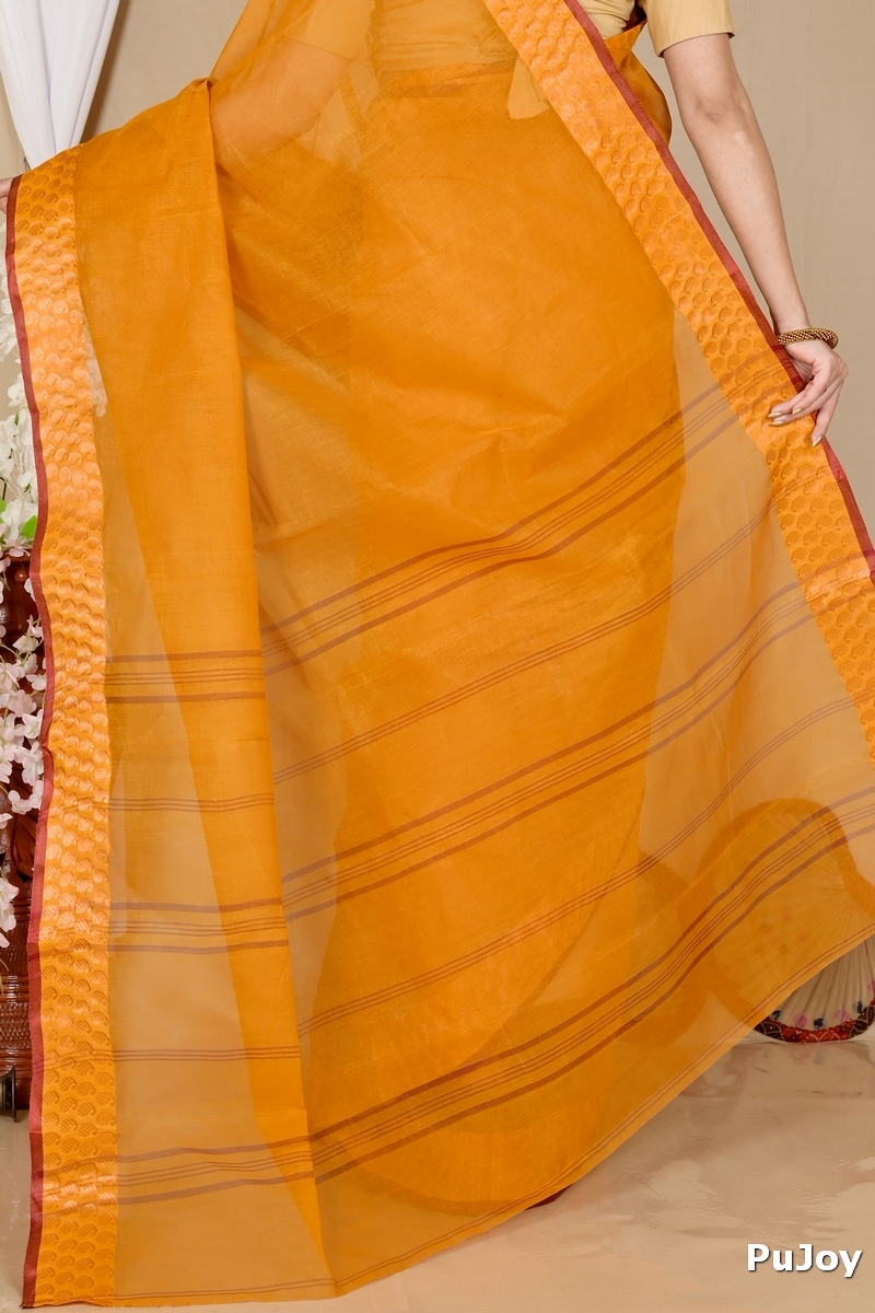 Orange Pure Cotton Lilan Tant Saree (1425)