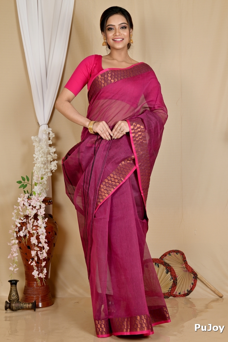 Maroon Pure Cotton Lilan Tant Saree (1427)