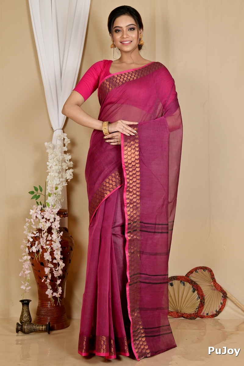 Maroon Pure Cotton Lilan Tant Saree (1427)