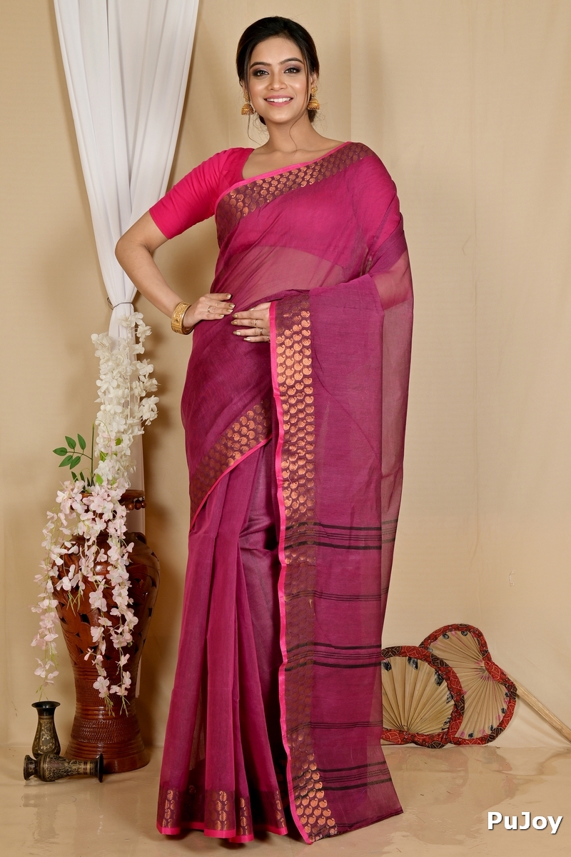 Maroon Pure Cotton Lilan Tant Saree (1427)
