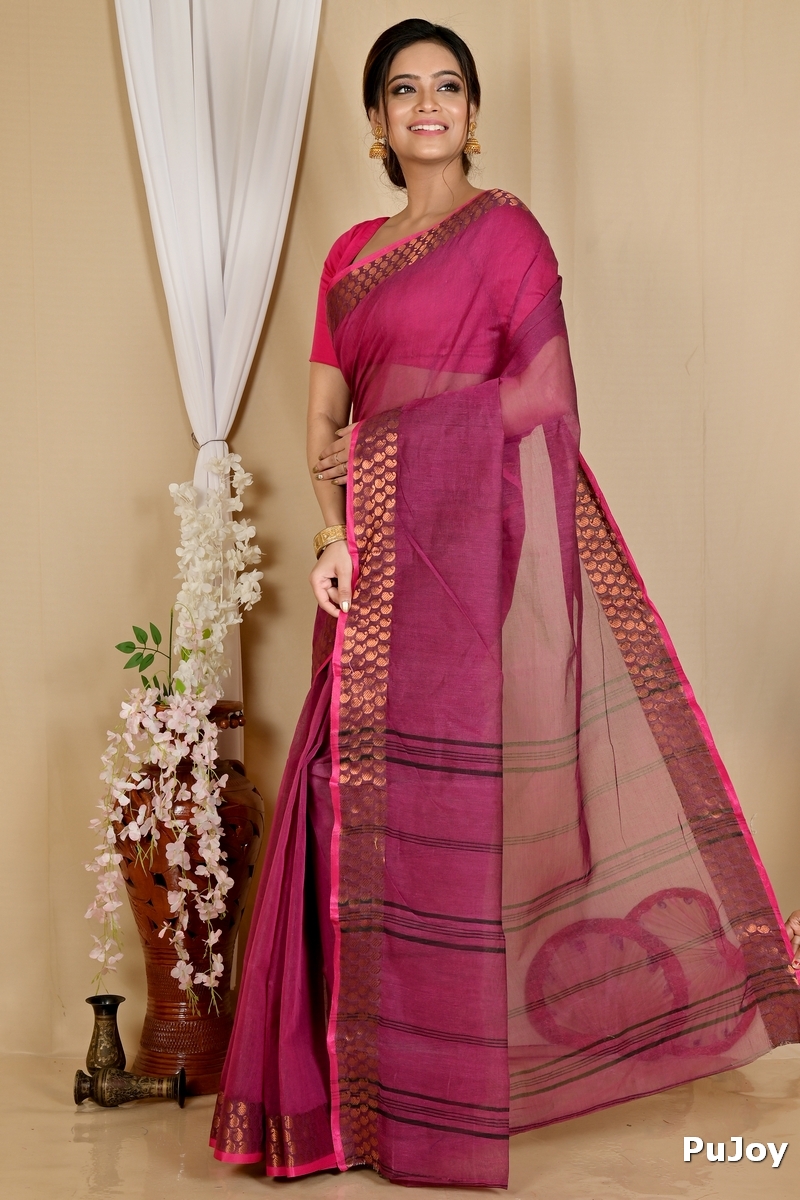 Maroon Pure Cotton Lilan Tant Saree (1427)