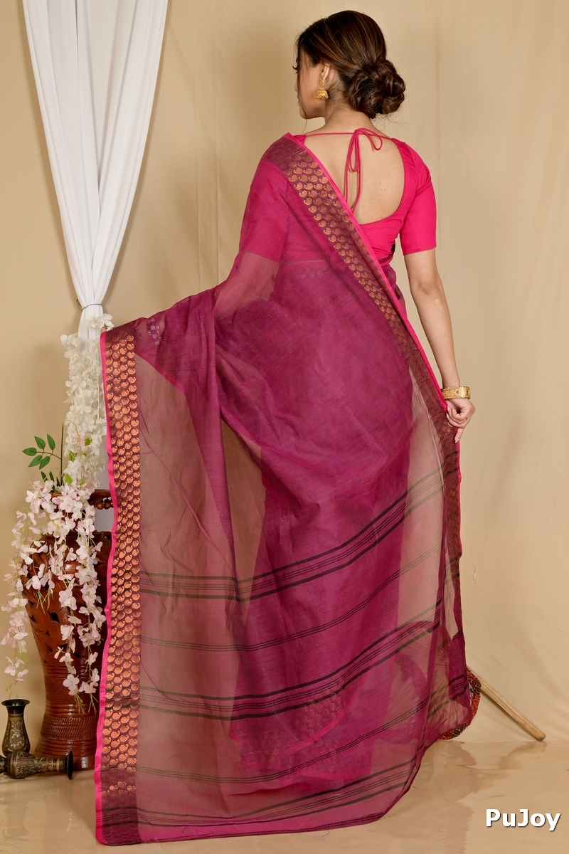 Maroon Pure Cotton Lilan Tant Saree (1427)