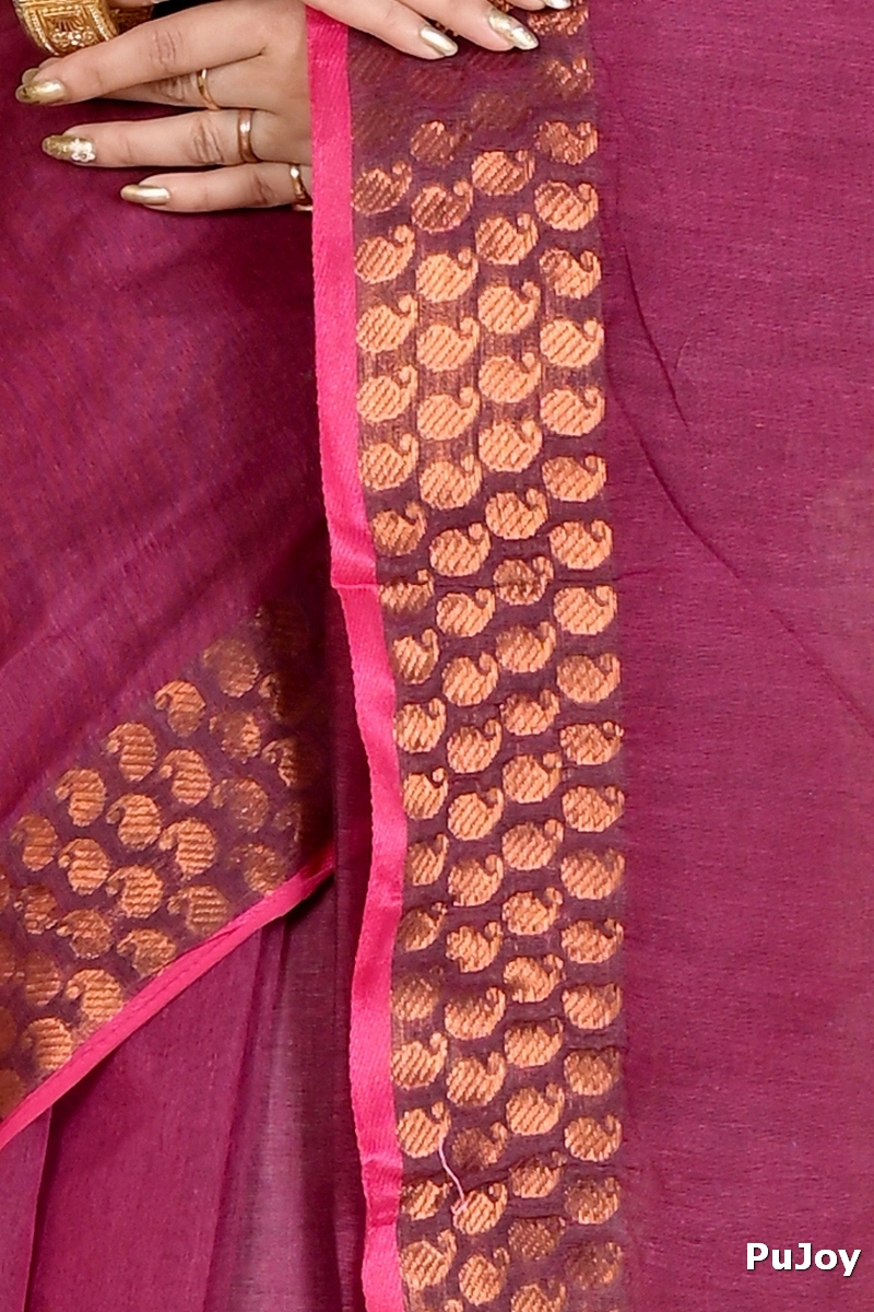 Maroon Pure Cotton Lilan Tant Saree (1427)