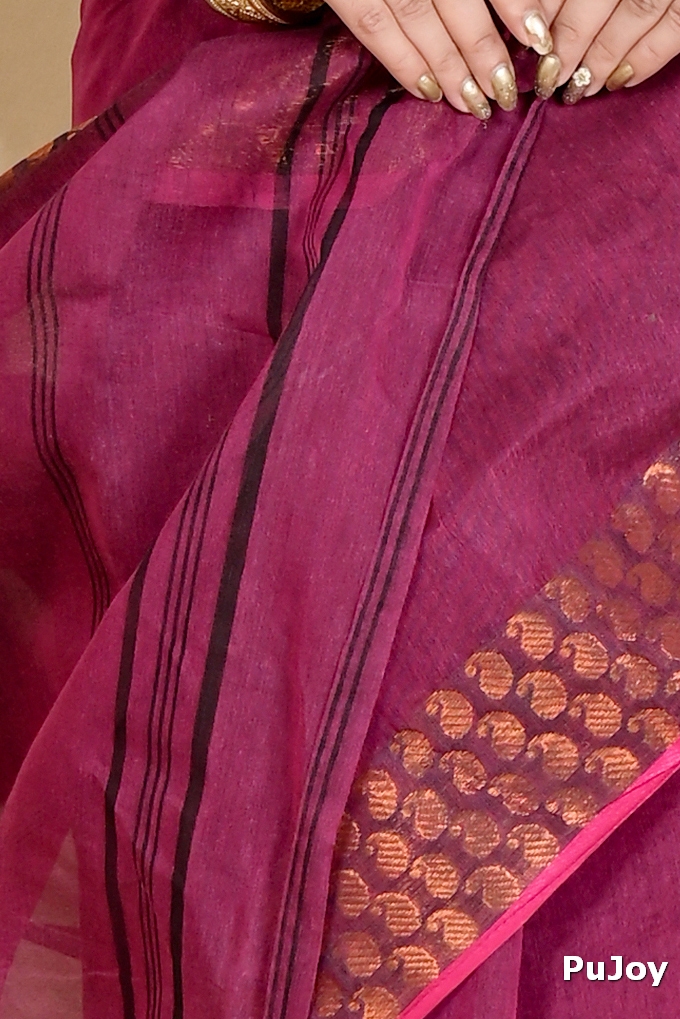 Maroon Pure Cotton Lilan Tant Saree (1427)
