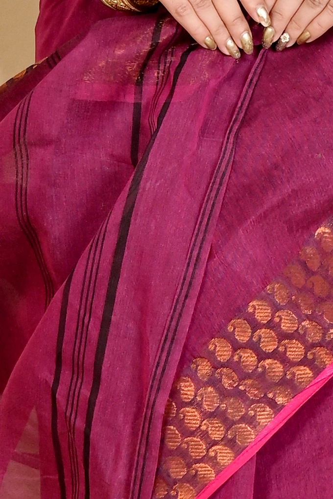 Maroon Pure Cotton Lilan Tant Saree (1427)