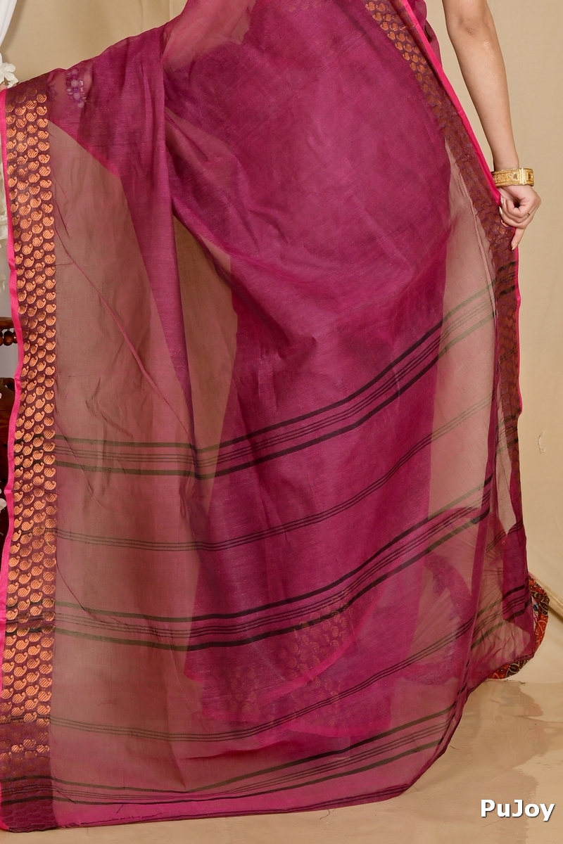 Maroon Pure Cotton Lilan Tant Saree (1427)