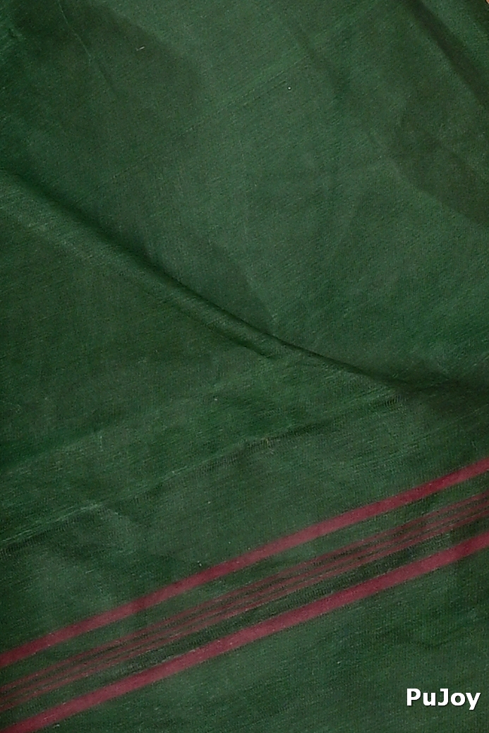 Dark Green Pure Cotton Lilan Tant Saree (1428)