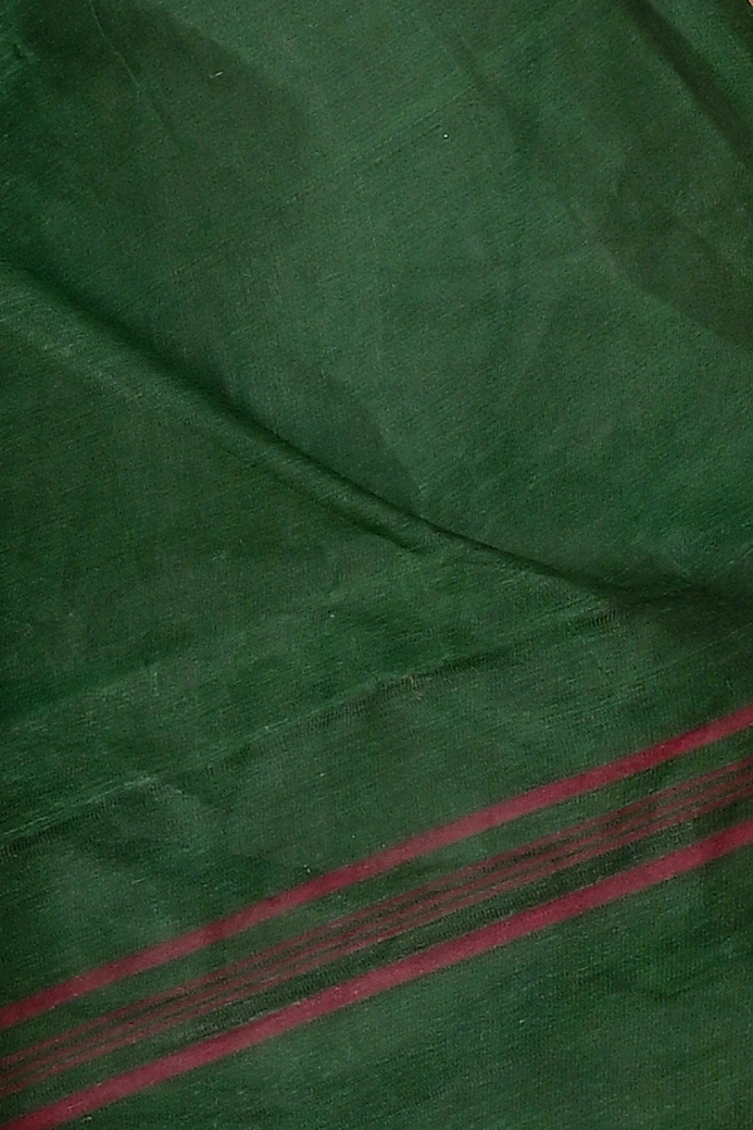 Dark Green Pure Cotton Lilan Tant Saree (1428)