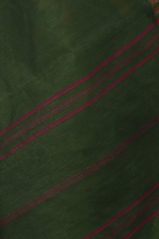 Dark Green Pure Cotton Lilan Tant Saree (1428)