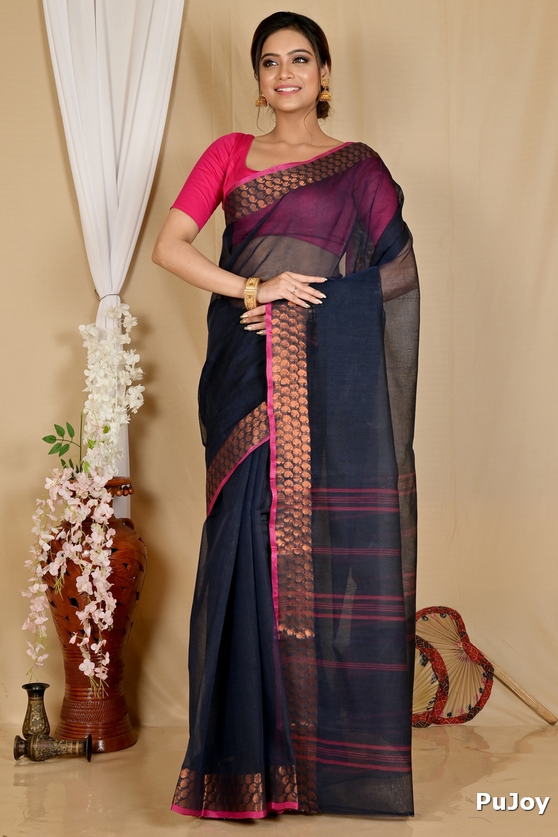 Naby Blue Pure Cotton Lilan Tant Saree (1429)