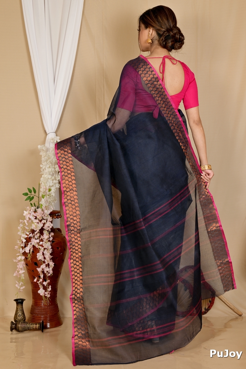 Naby Blue Pure Cotton Lilan Tant Saree (1429)
