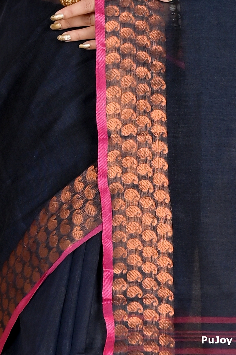 Naby Blue Pure Cotton Lilan Tant Saree (1429)