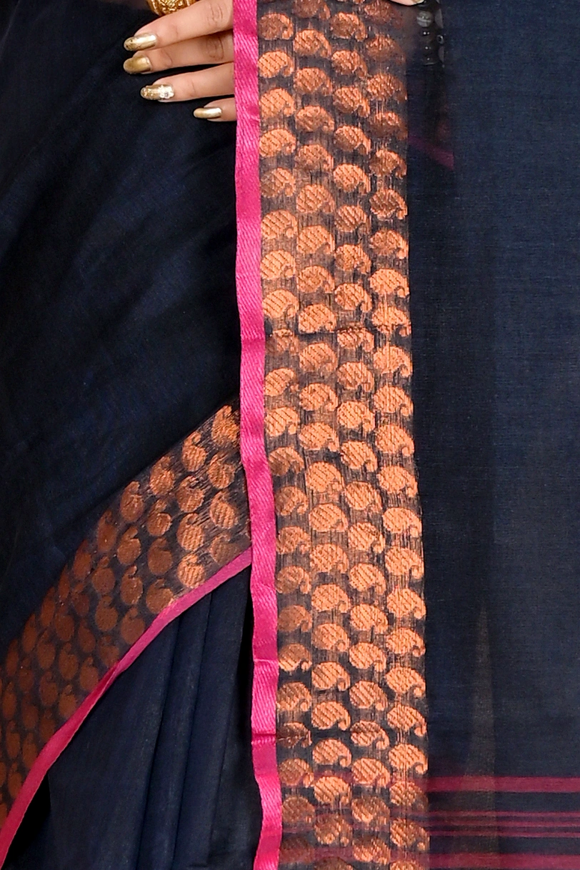 Naby Blue Pure Cotton Lilan Tant Saree (1429)