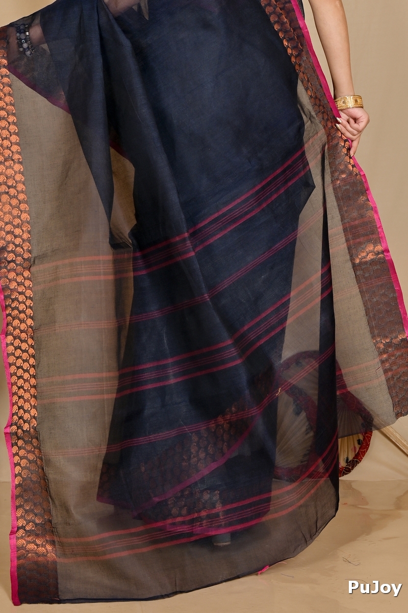 Naby Blue Pure Cotton Lilan Tant Saree (1429)