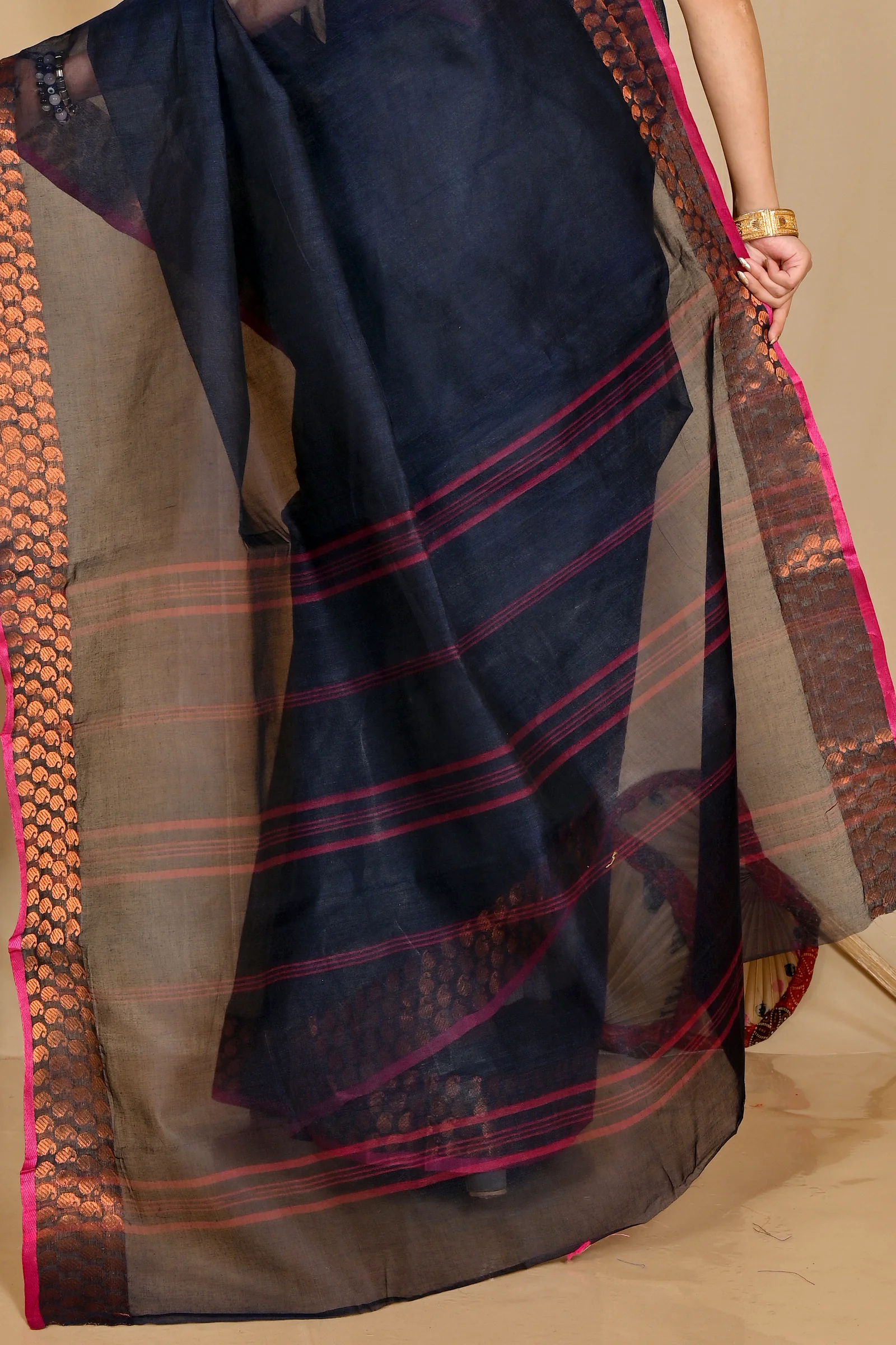 Naby Blue Pure Cotton Lilan Tant Saree (1429)