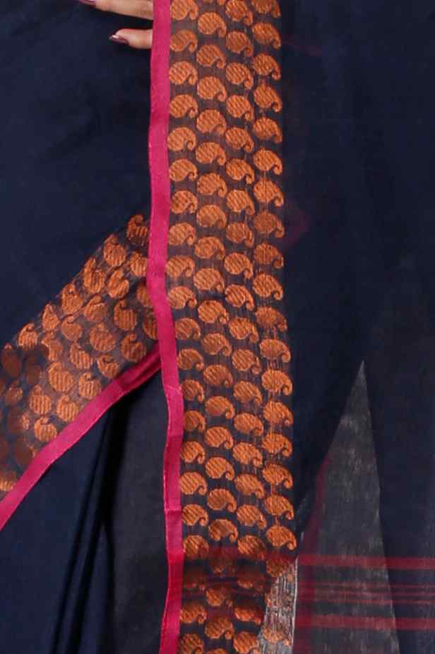 Naby Blue Pure Cotton Lilan Tant Saree (1429)