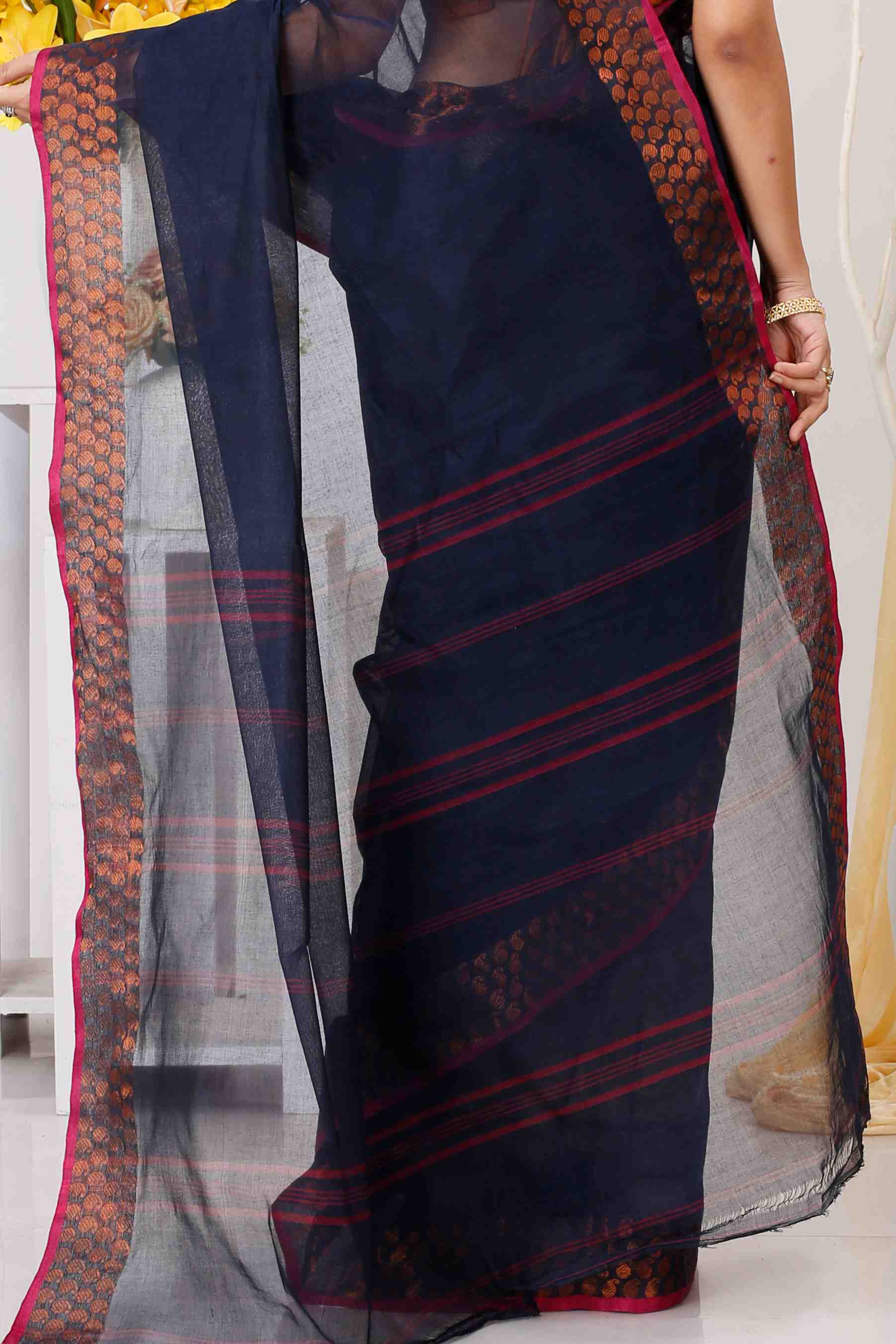 Naby Blue Pure Cotton Lilan Tant Saree (1429)