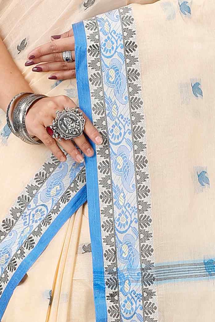 Cream Pure Cotton Leron Tant Saree (1430)