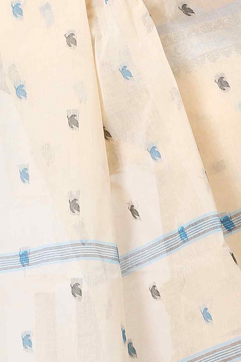Cream Pure Cotton Leron Tant Saree (1430)