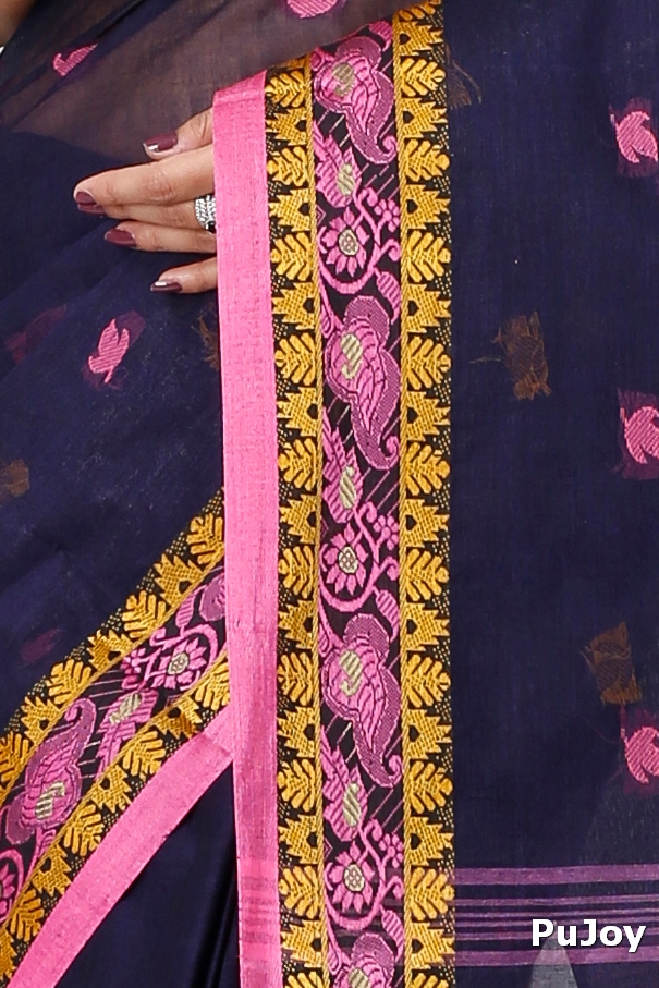 Naby Blue Pure Cotton Leron Tant Saree (1432)