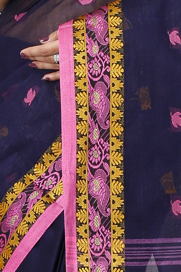 Naby Blue Pure Cotton Leron Tant Saree (1432)