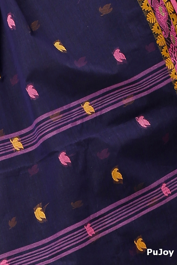 Naby Blue Pure Cotton Leron Tant Saree (1432)