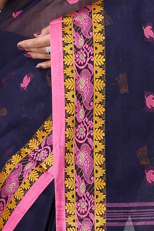 Naby Blue Pure Cotton Leron Tant Saree (1432)