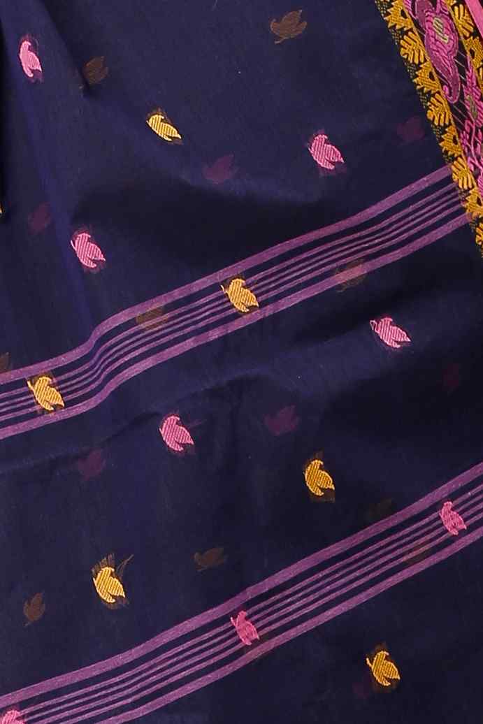 Naby Blue Pure Cotton Leron Tant Saree (1432)