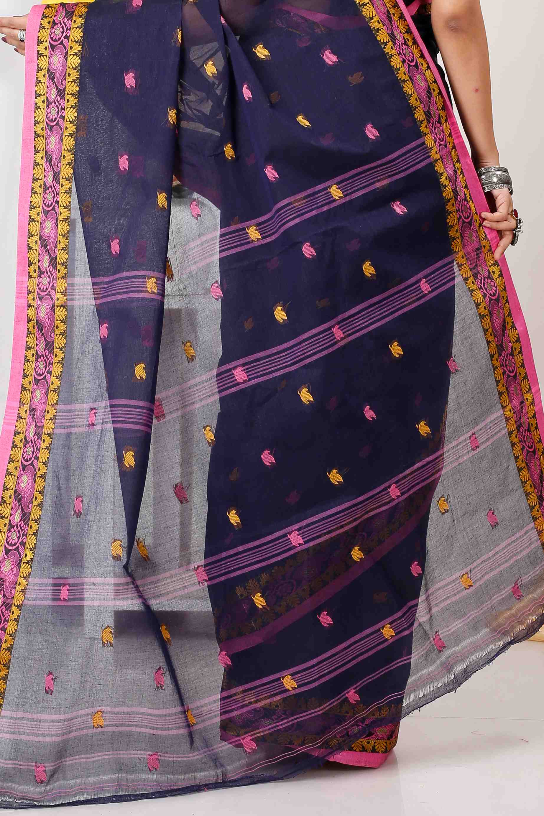 Naby Blue Pure Cotton Leron Tant Saree (1432)