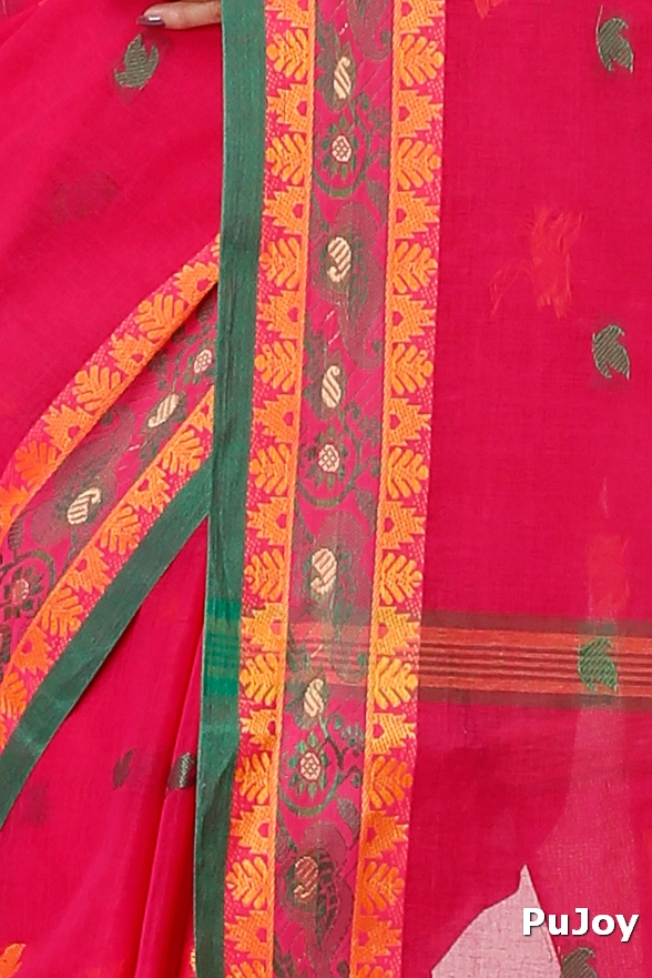 Red Pure Cotton Leron Tant Saree (1433)