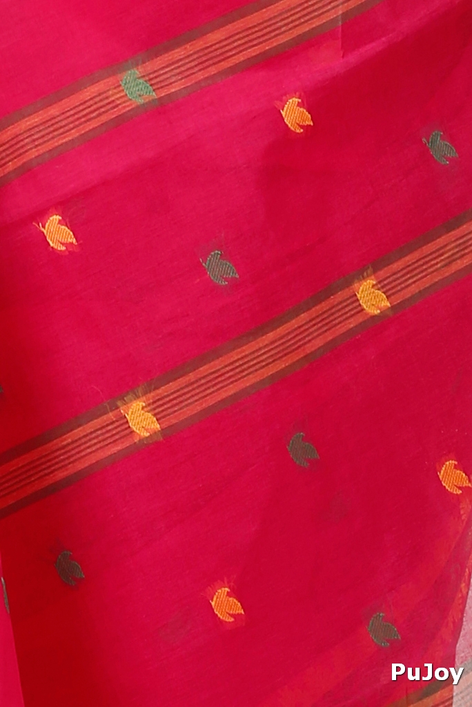 Red Pure Cotton Leron Tant Saree (1433)
