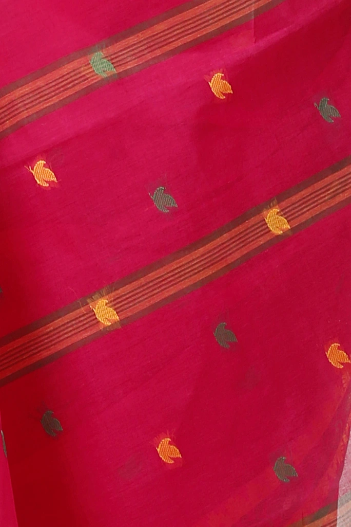 Red Pure Cotton Leron Tant Saree (1433)
