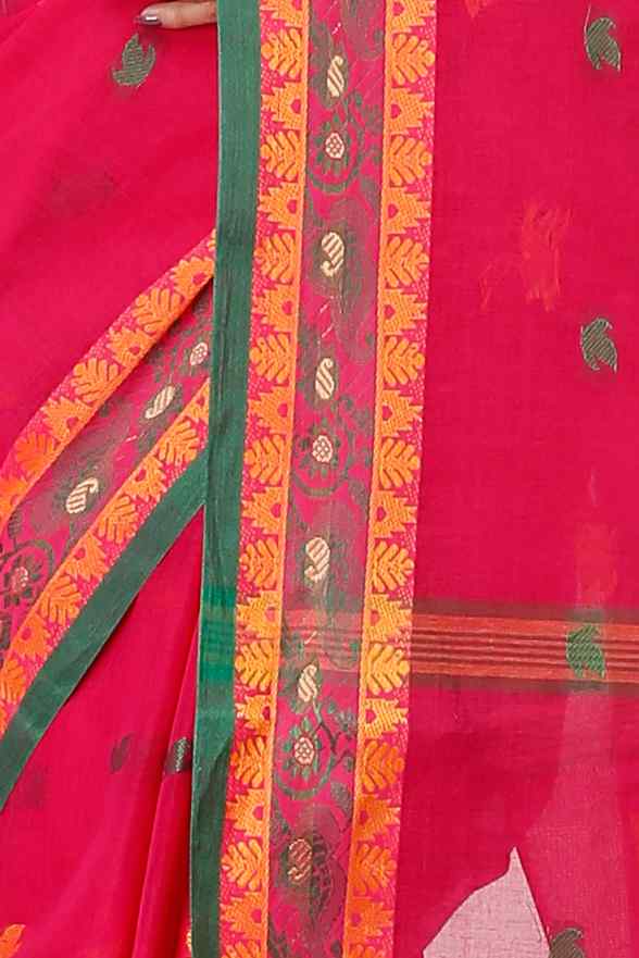Red Pure Cotton Leron Tant Saree (1433)
