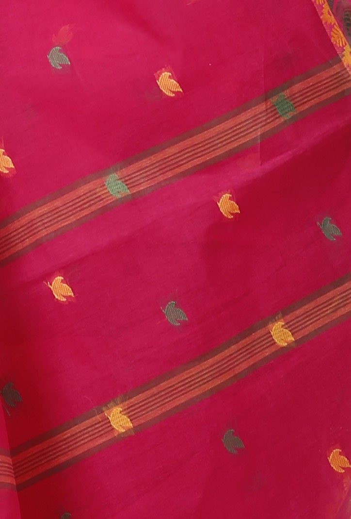 Red Pure Cotton Leron Tant Saree (1433)