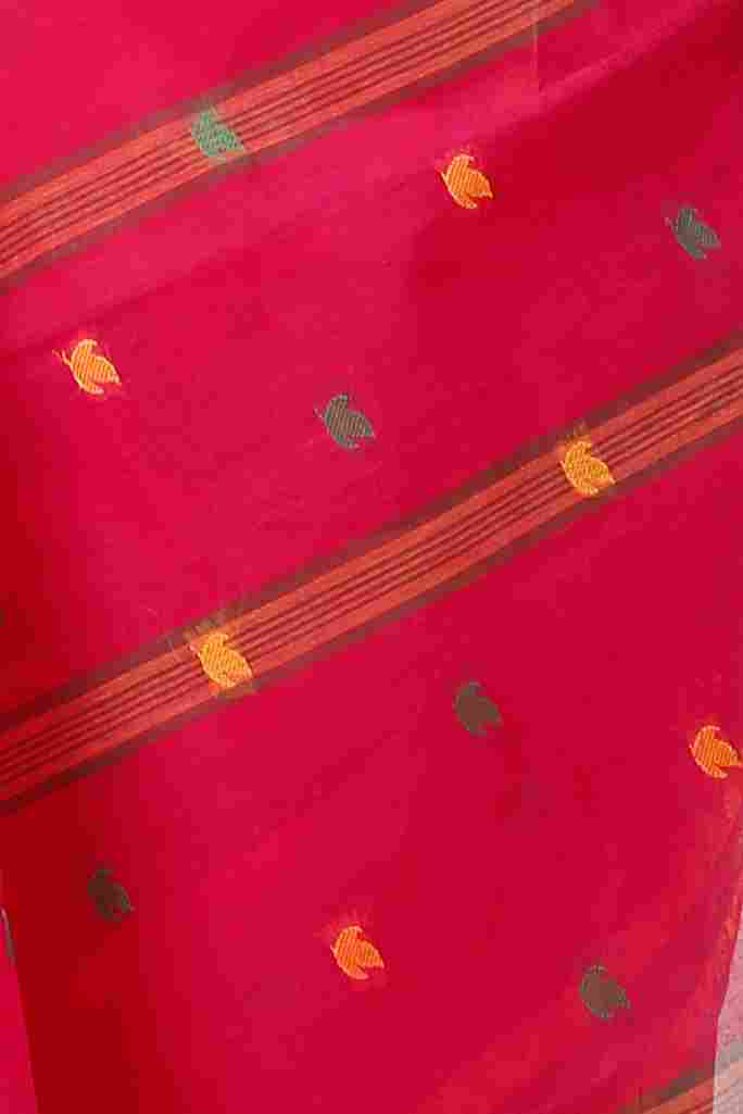 Red Pure Cotton Leron Tant Saree (1433)