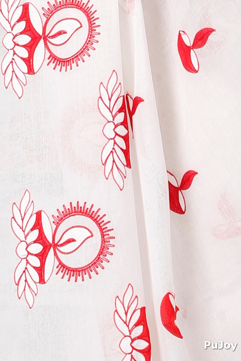 White Pure Cotton Leo Tant Embroidery (1435)
