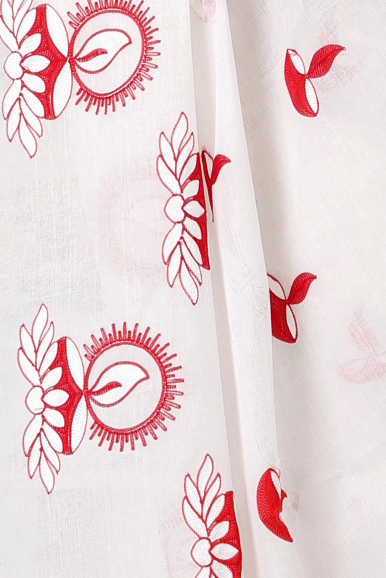 White Pure Cotton Leo Tant Embroidery (1435)