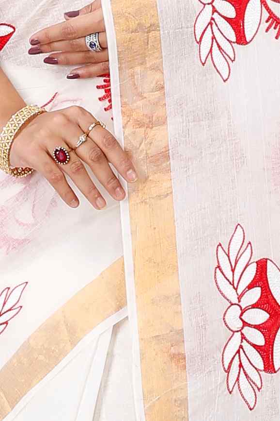 White Pure Cotton Leo Tant Embroidery (1435)