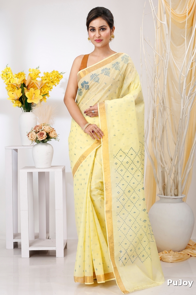 Yellow Pure Cotton Luvya Tant Saree Print (1439)