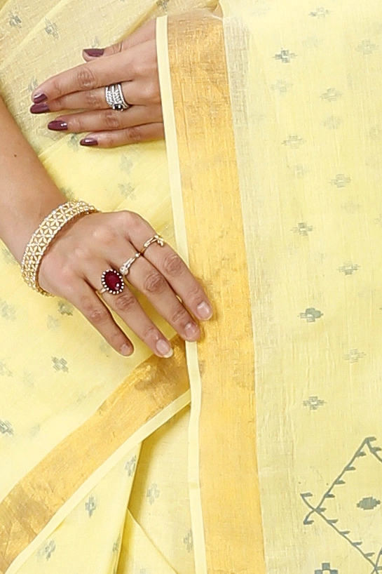 Yellow Pure Cotton Luvya Tant Saree Print (1439)