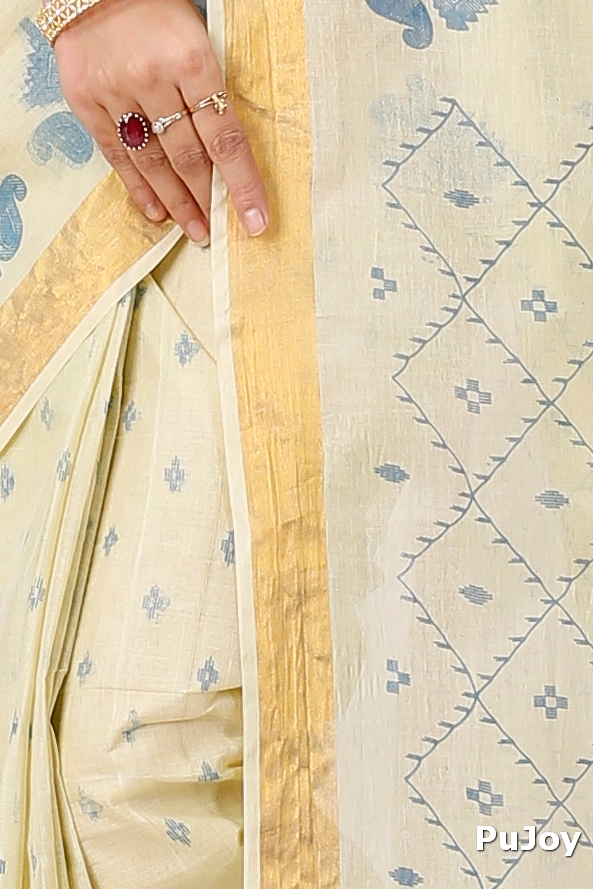 Light Brown Pure Cotton Luvya Tant Saree Print (1440)